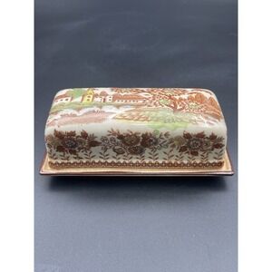 Fred Roberts Co SF Butter Dish Castle Pattern Transferware Lid